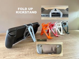 Steam Deck Compatible Pro kickstand. Clips to the STEAM DECK. Steam Deck compatible accessory. Compact design