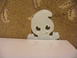 Glow in the dark Ghost Door wedge. This Amazing Halloween Doorstop Glows Green. Ghostly Doorstop for a Halloween Party. Cute Ghost Door stop